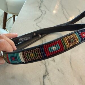 Brighton Beaded Leather Belt in Turquoise, Red, Gold & Green 32” waist